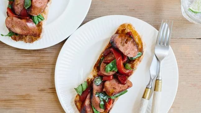 Open-Face Sausage and Peppers Sandwiches