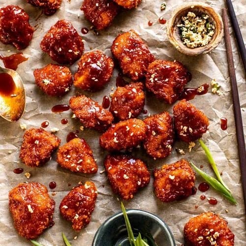 Oven Fried Korean Popcorn Chicken