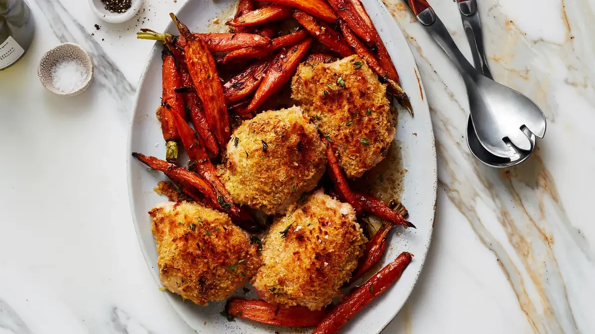 Panko-Crusted Roast Chicken Thighs with Mustard and Thyme