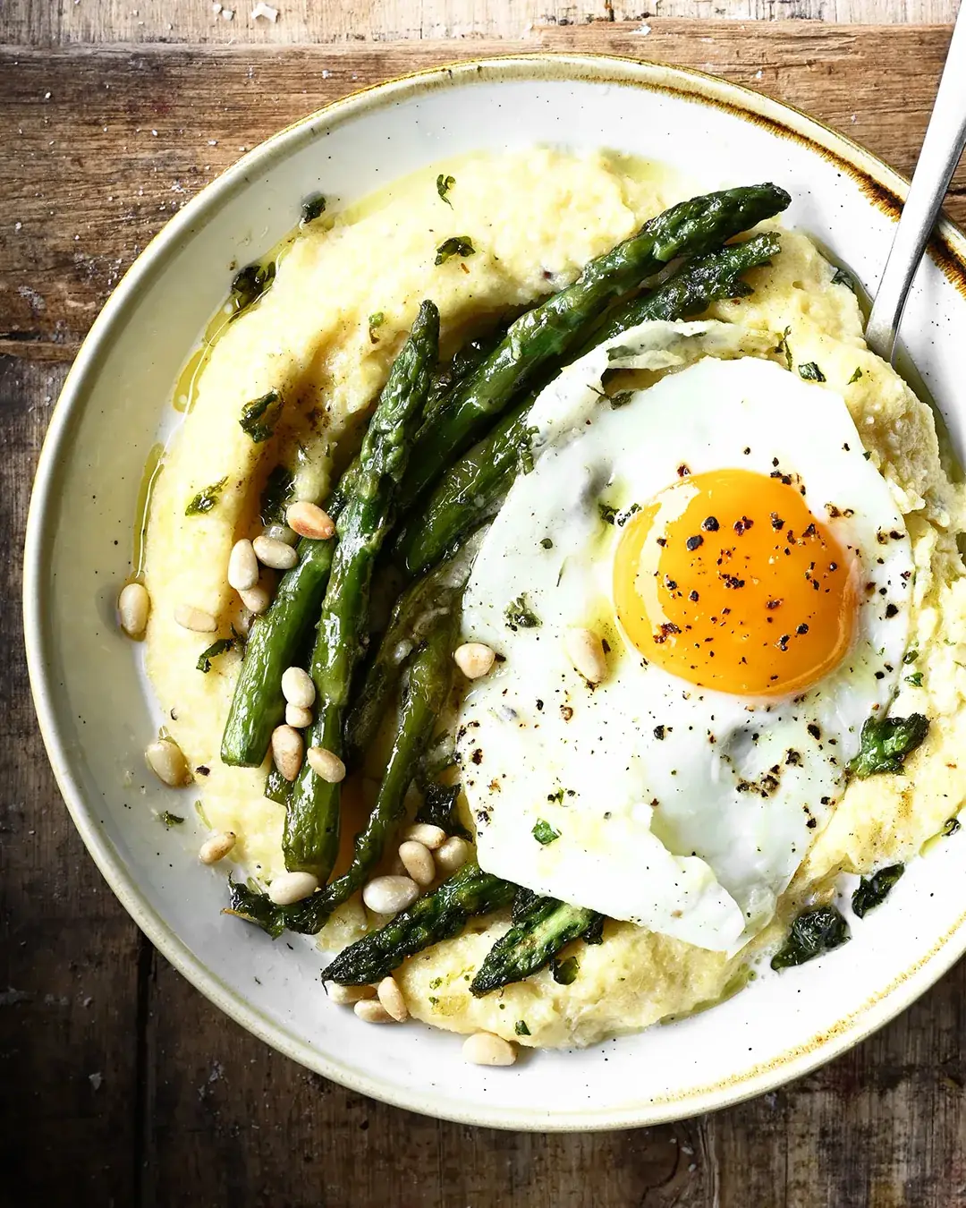 Parmesan Polenta with Buttered Asparagus