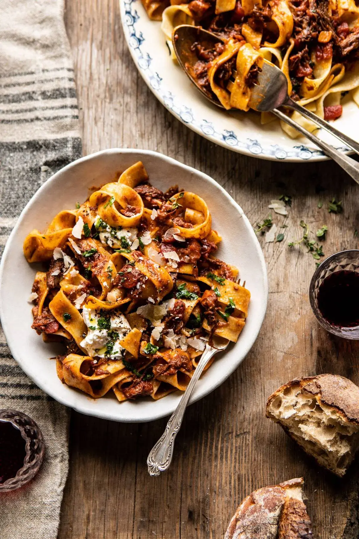 Pasta with Braised Pork, Red Wine and Pancetta
