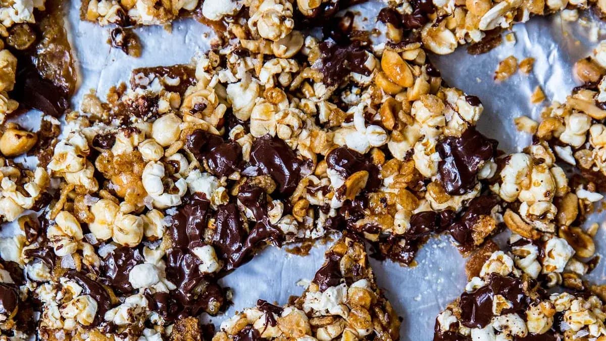 Popcorn Toffee Crack Bars