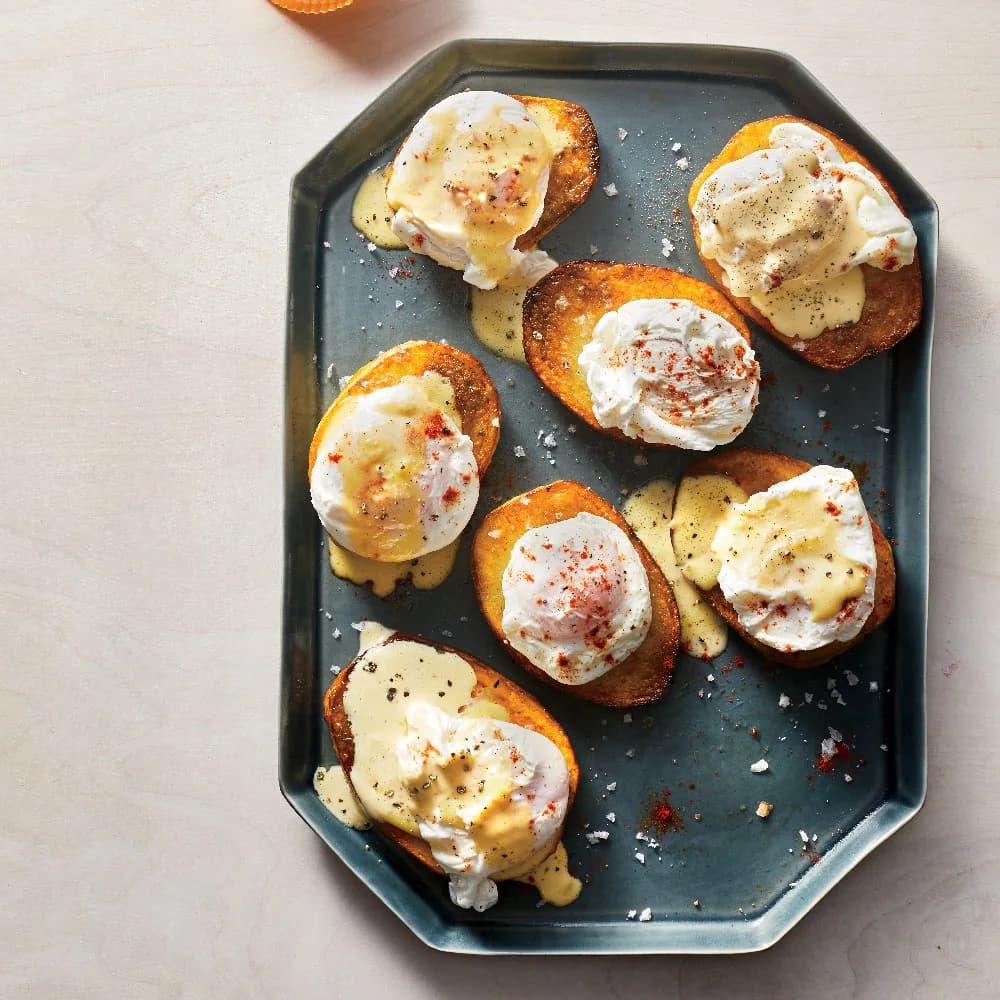 Potatoes Benedict with Make-Ahead Poached Eggs