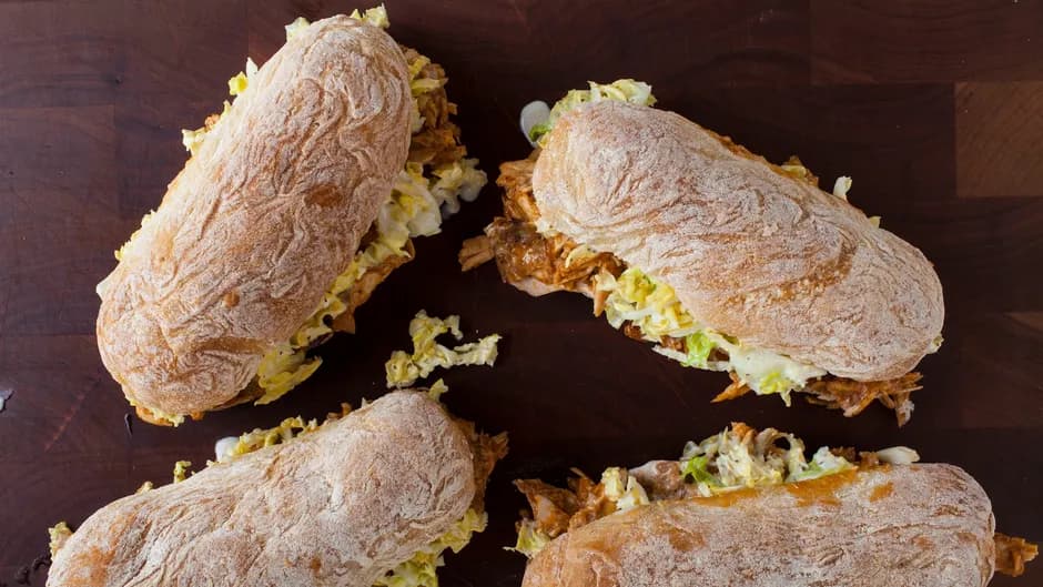Pulled Chicken Sandwiches with Slaw