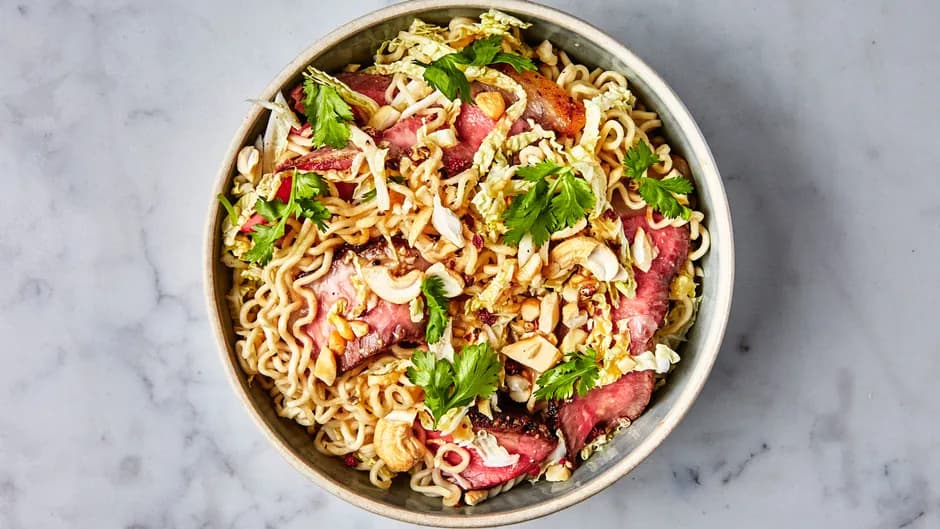 Ramen with Steak and Sesame-Ginger Dressing