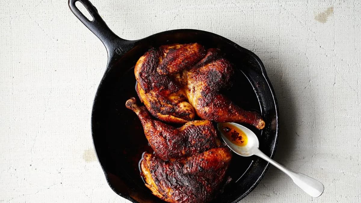 Roast Chicken with Harissa and Schmaltz