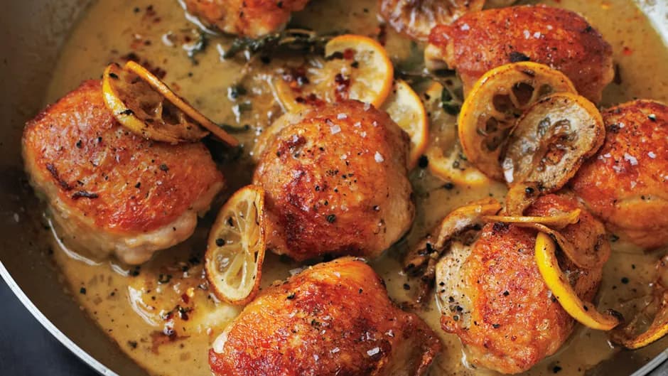 Roasted Chicken Thighs with Lemon and Oregano