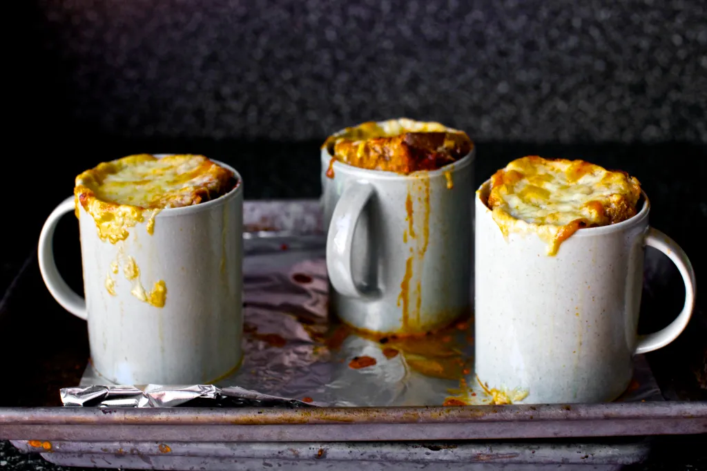 Roasted Tomato Soup with Broiled Cheddar