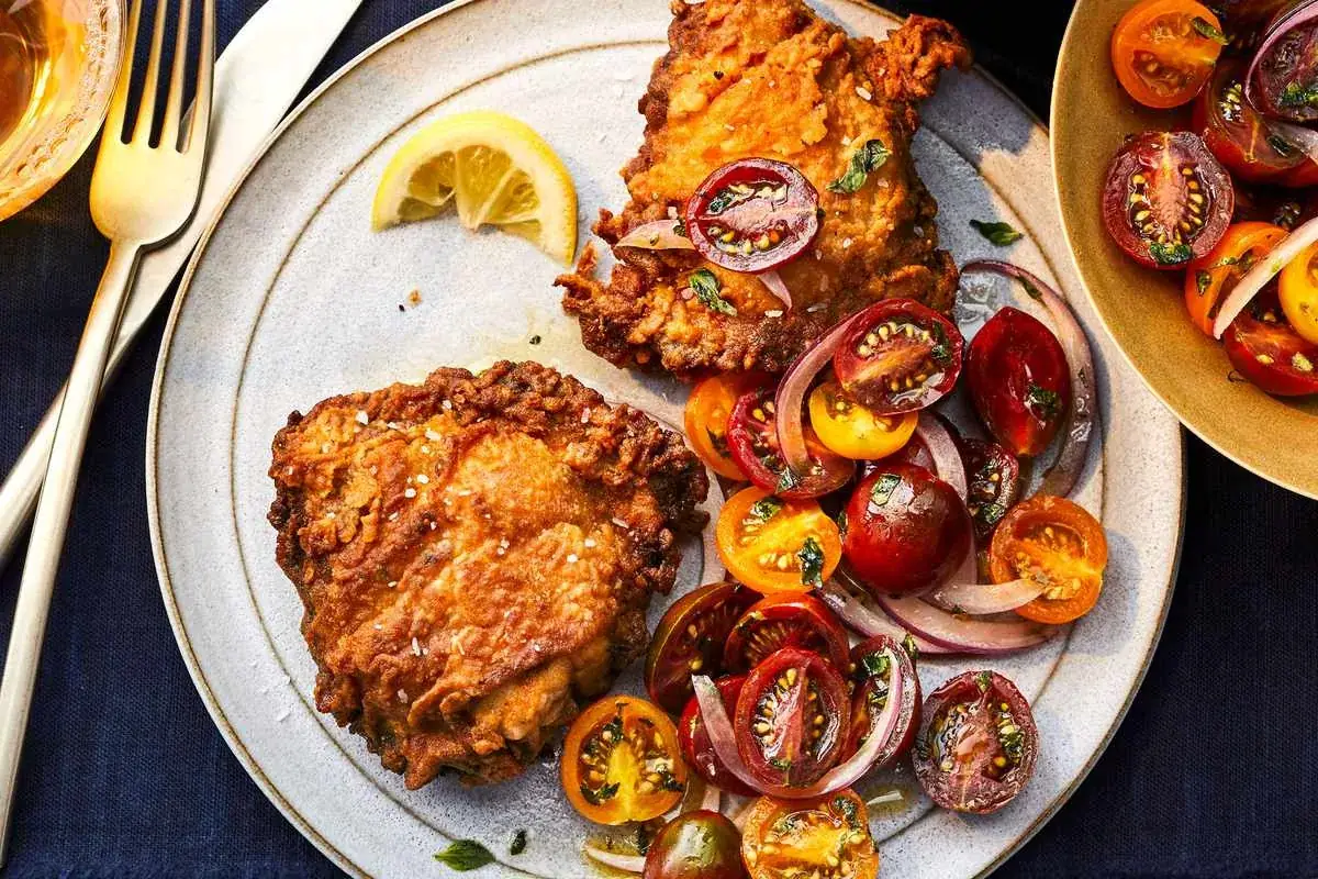 Salt-and-Pepper Chicken Thighs with Herby Tomato Salad