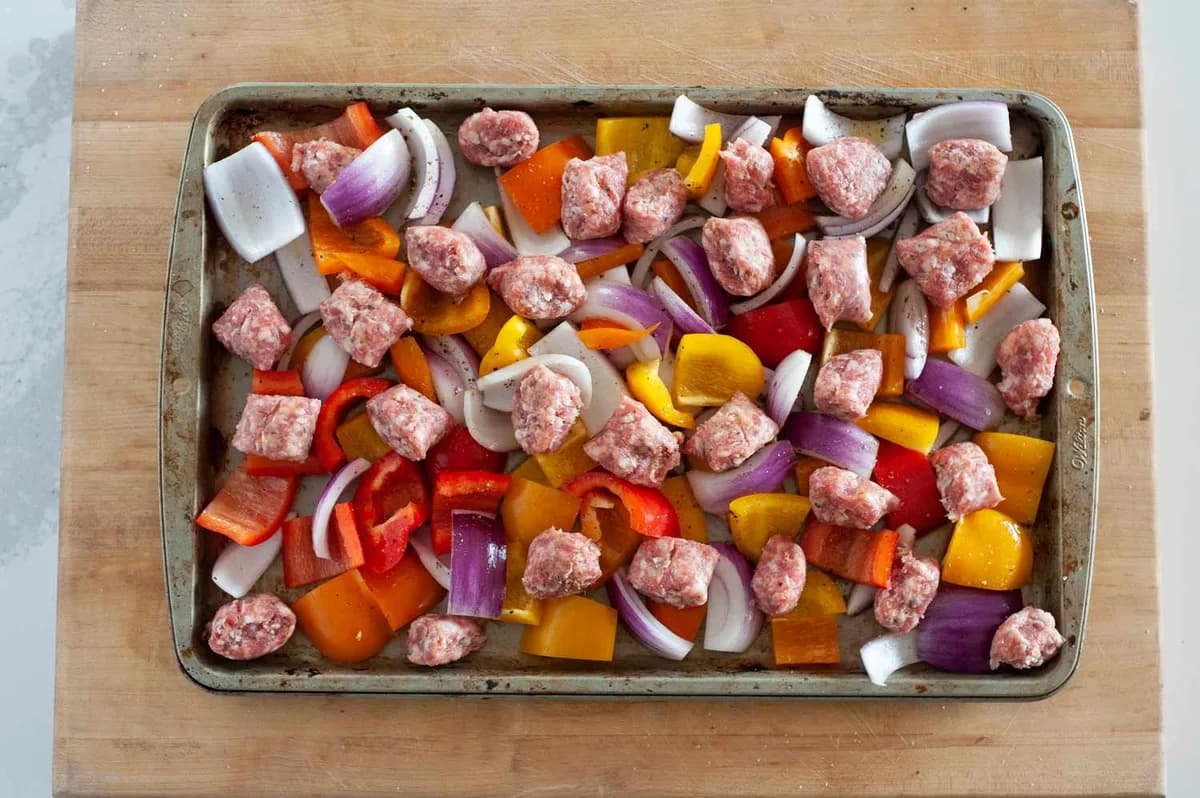 Sausage and Red Onion Sheet Pan Quiche