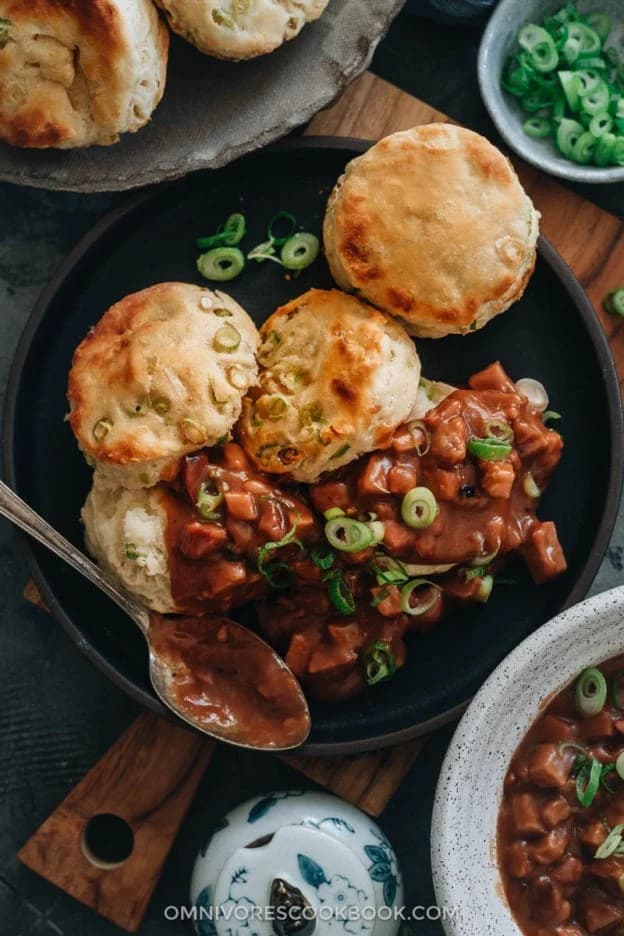 Scallion Biscuits & Char Siu Gravy