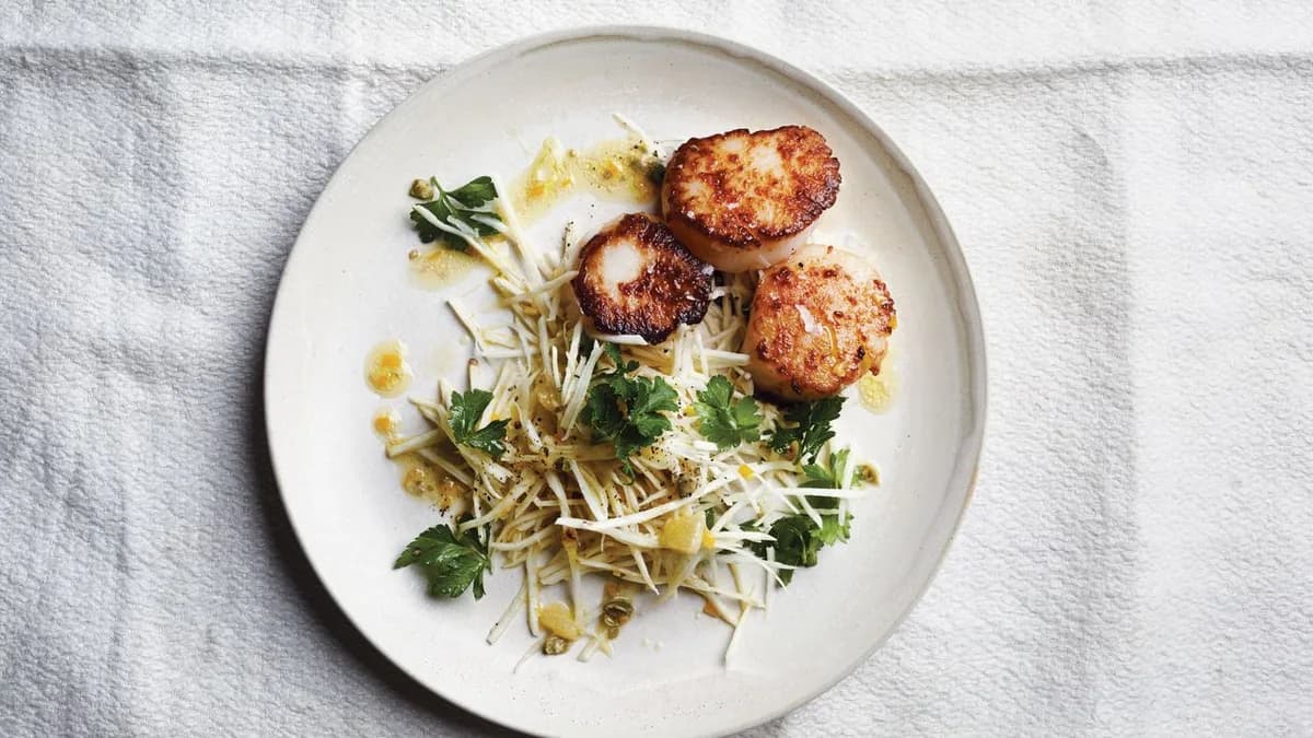 Sea Scallops with Celery Root and Meyer Lemon Salad