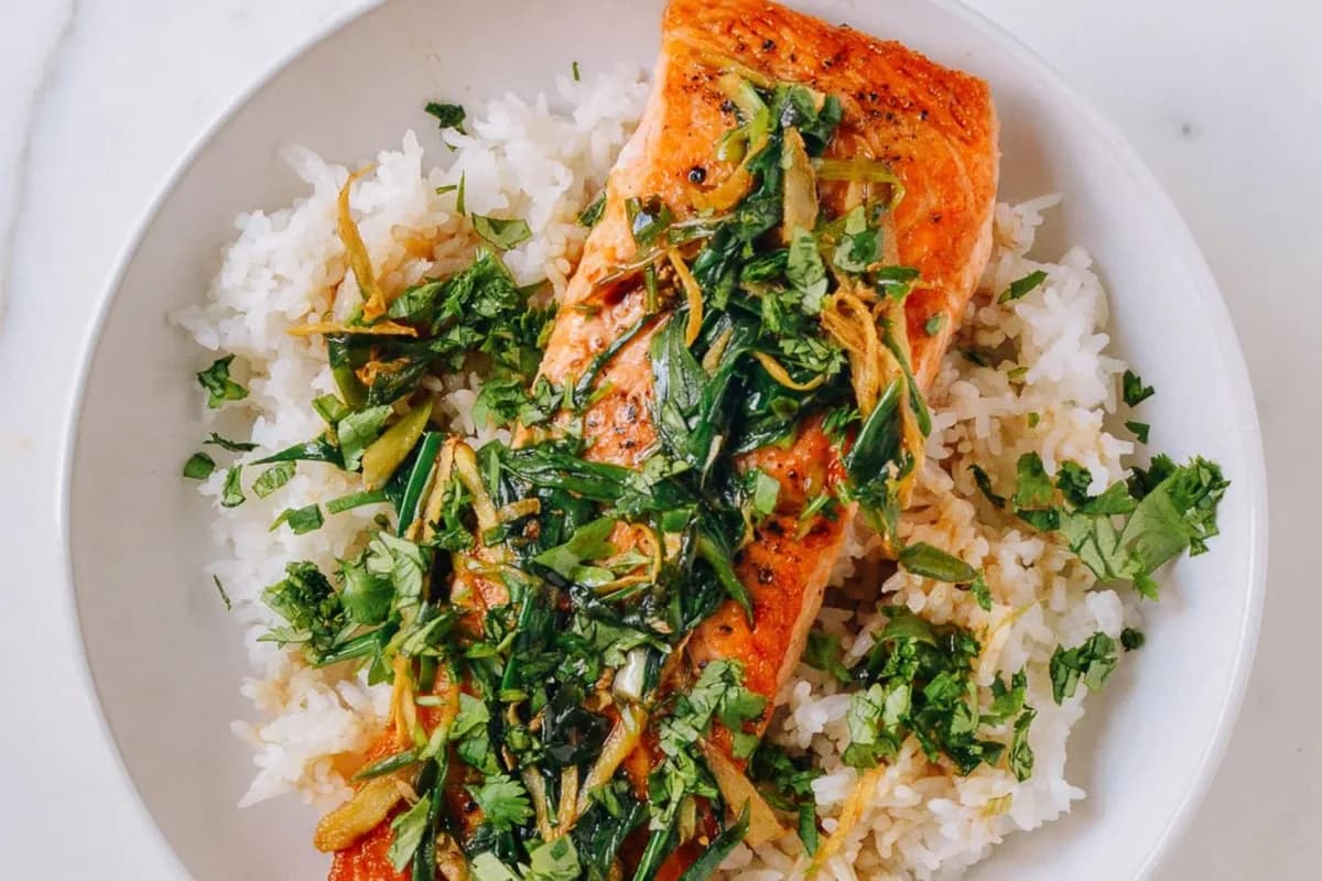 Seared Salmon with Soy, Scallions, and Ginger