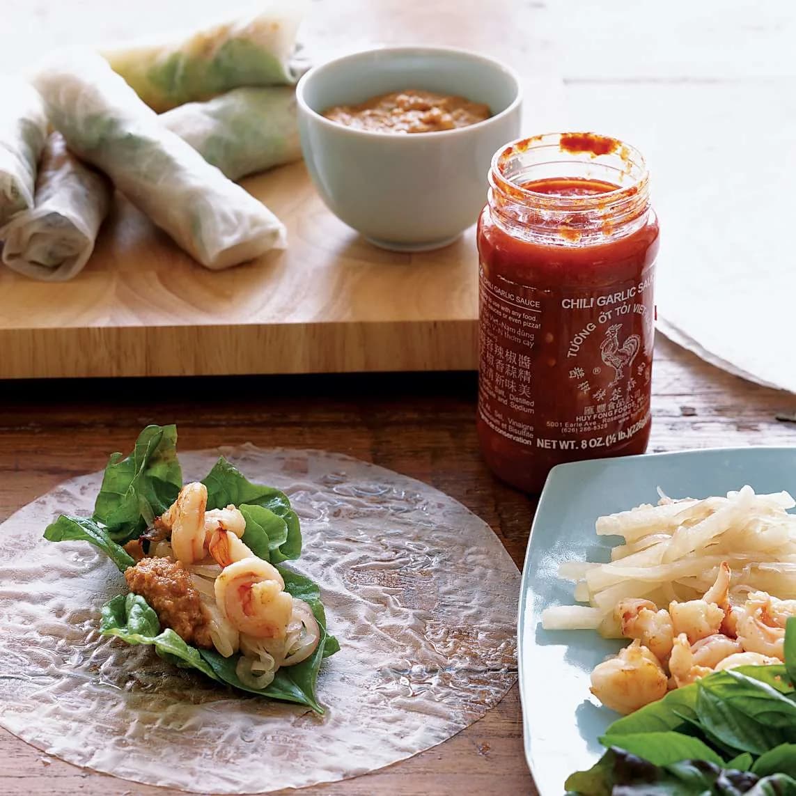 Shrimp and Jicama Rolls with Chili-Peanut Sauce