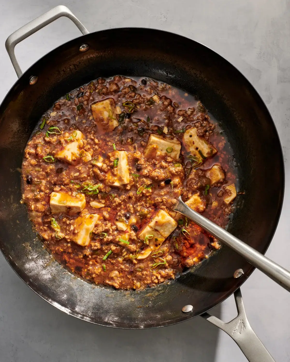 Sichuan Tofu and Ground Beef in Red Chile Sauce (Mapo Tofu)
