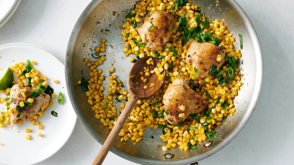 Skillet Chicken Thighs with Brown Butter Corn