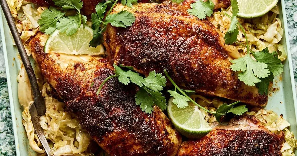 Skillet Roasted Chicken with Cabbage