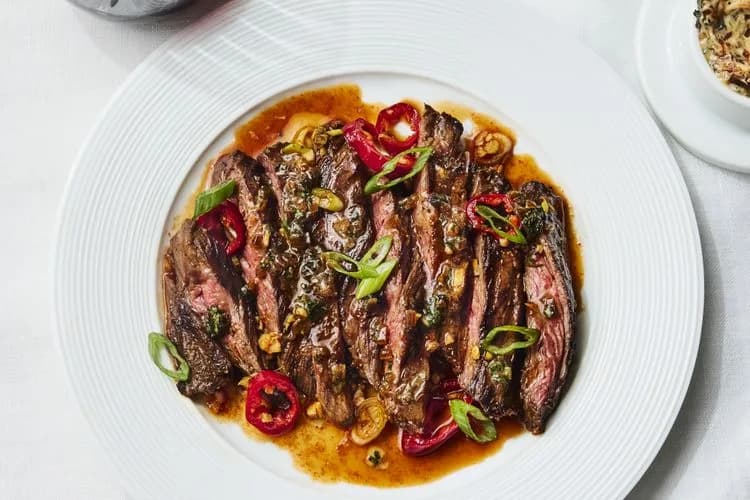 Skirt Steak with Shiso-Shallot Butter