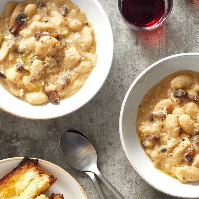 Slow-Cooker Butter Beans with Pecorino and Pancetta