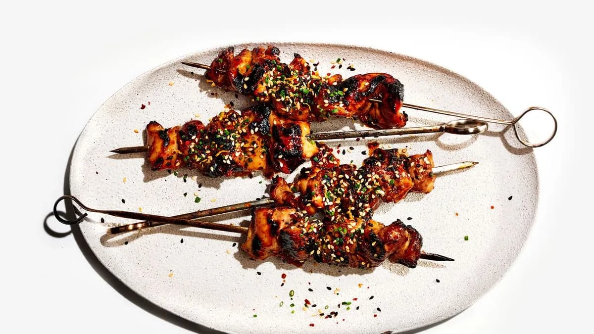 Soy-Basted Chicken Kebabs with Sesame-Citrus Sprinkle