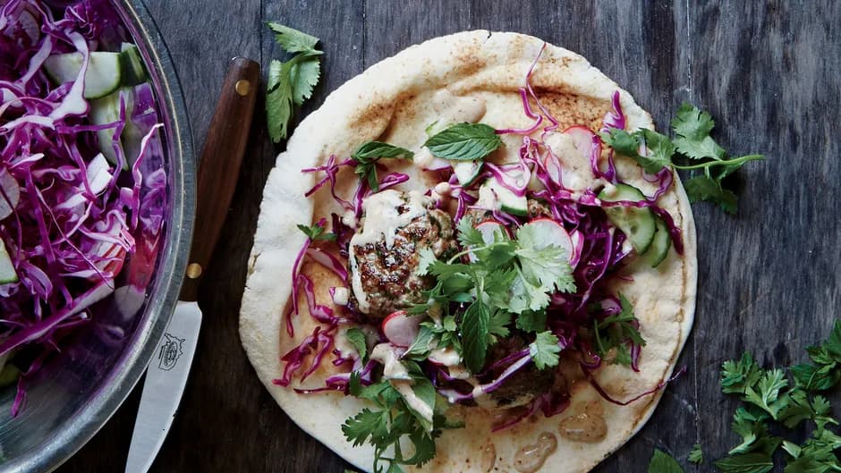 Spiced Lamb Patties with Nutty Garlic Sauce