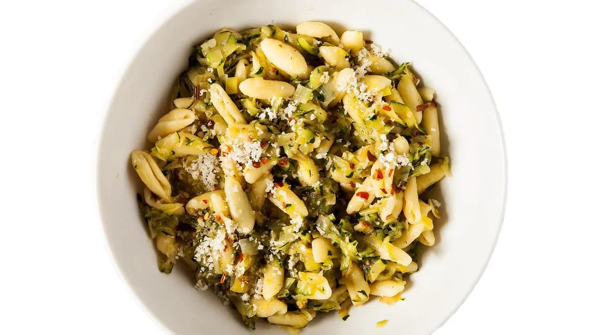 Spicy Cavatelli with Zucchini and Leeks