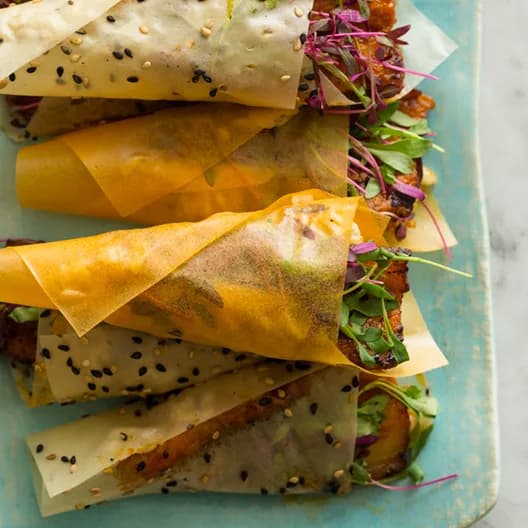 Spicy Marinated Pork Belly Hand Rolls