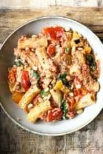 Spicy Roasted Pepper Rigatoni with Ricotta