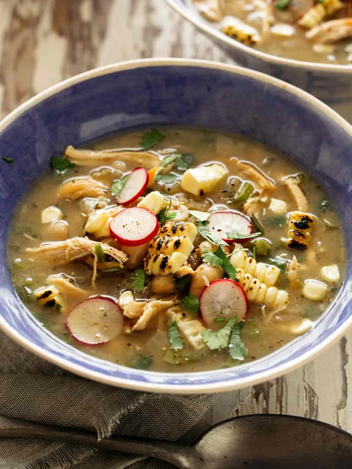 Spicy White Bean Chili with Shredded Chicken