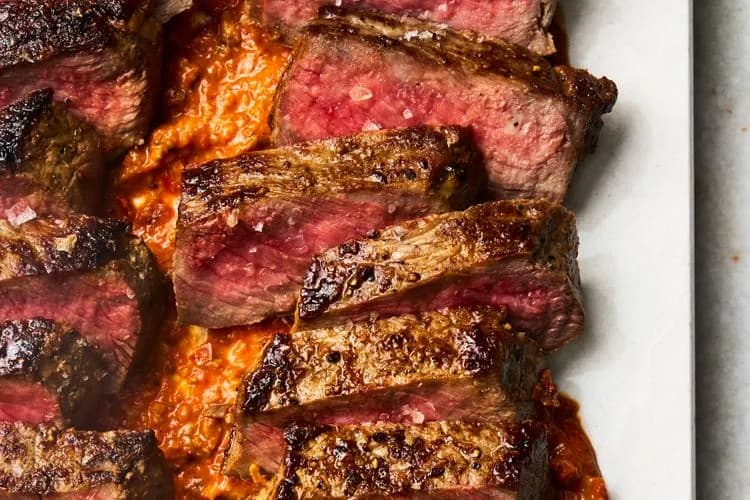 Steak with Miso-Pistachio Romesco