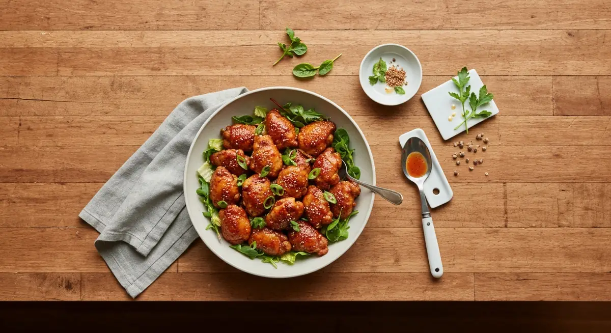 Sticky Sesame and Sriracha Chicken with Chopped Salad