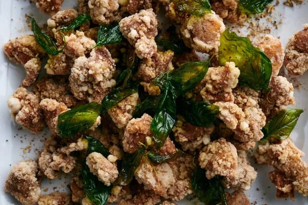 Taiwanese Popcorn Chicken with Fried Basil