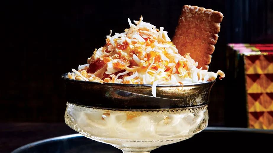 Toasted Coconut Sundaes with Candied Peanuts