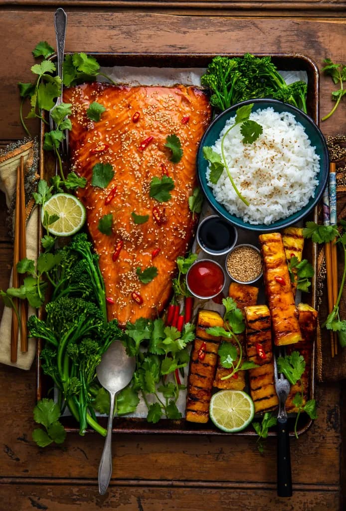 Traeger Miso Salmon with Grilled Pineapple