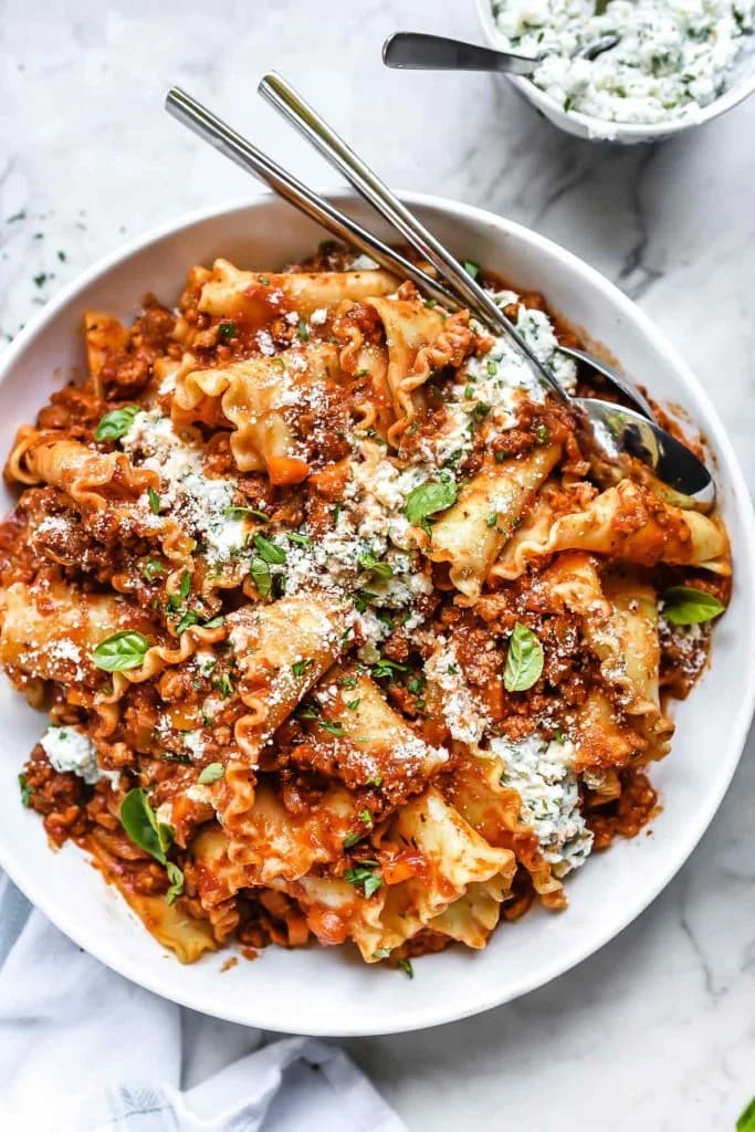Turkey Bolognese Lasagna Toss