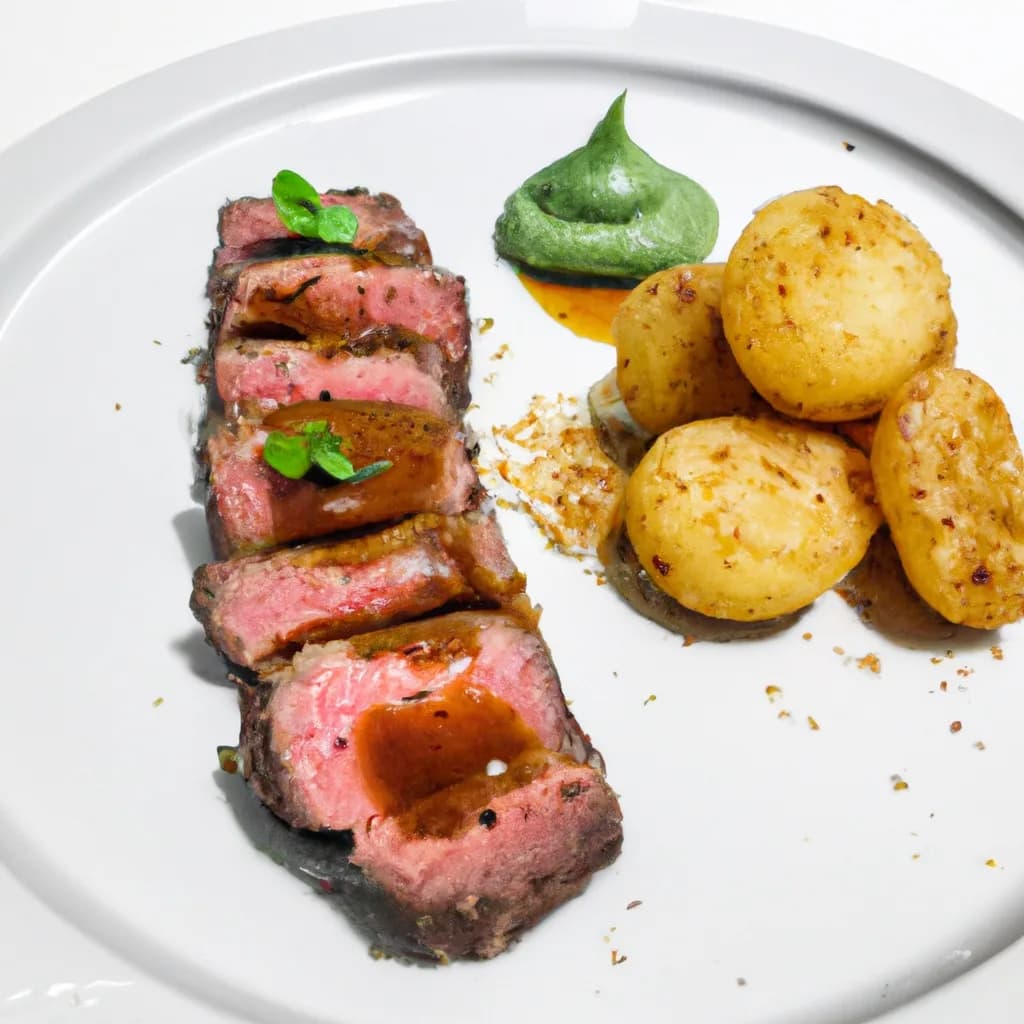 Wasabi Flank Steak and Miso-Glazed Potatoes