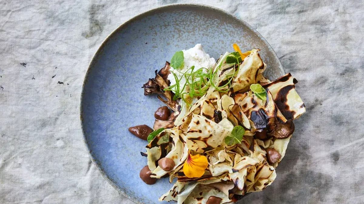 White Sweet Potato Crisps with Ricotta and Scallion