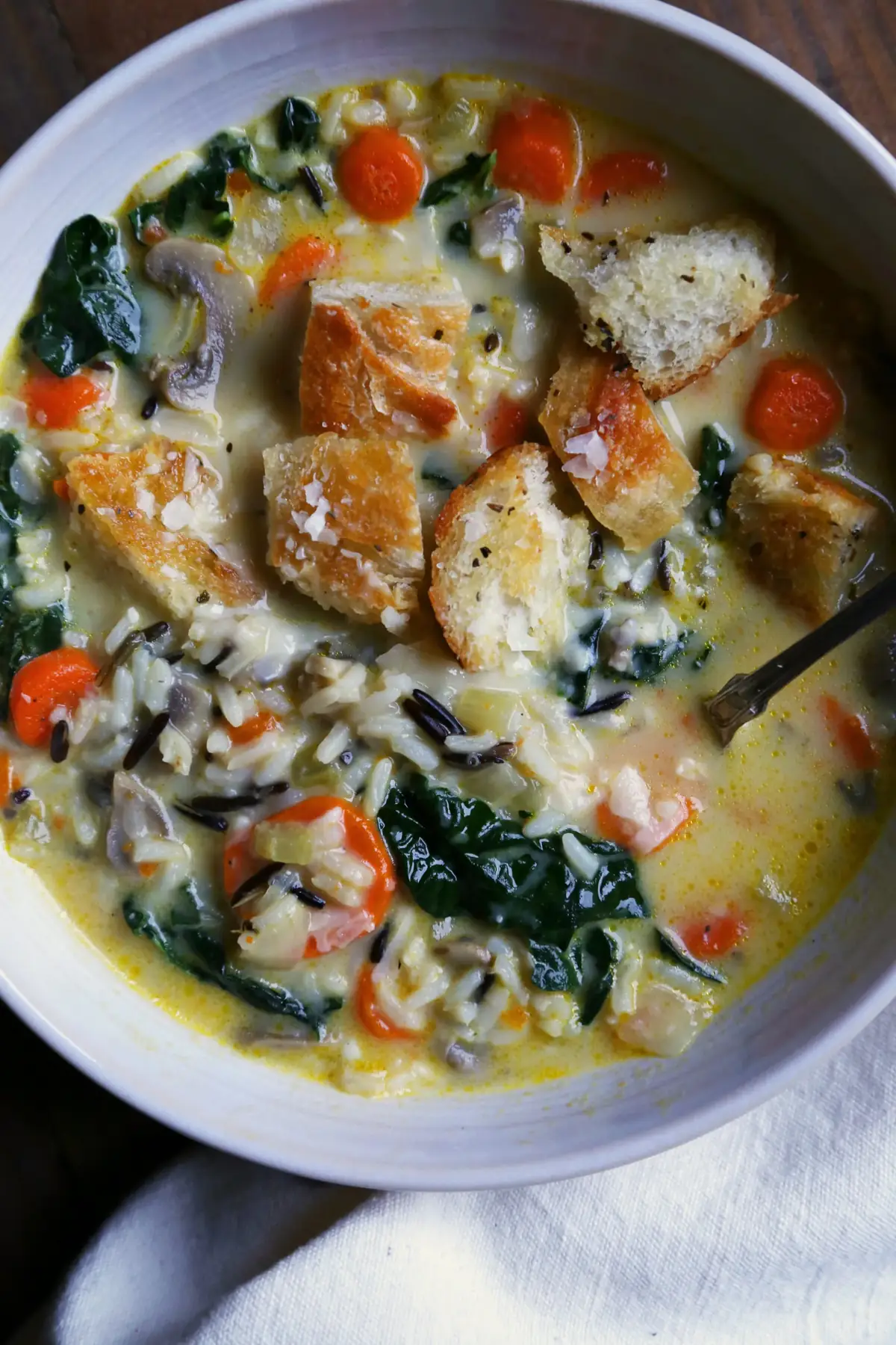 Wild Rice, Mushroom and Kale Soup