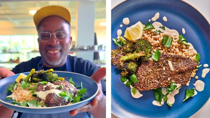 Za’atar Chicken Bowl with Broccoli, Tahini, and Israeli Couscous