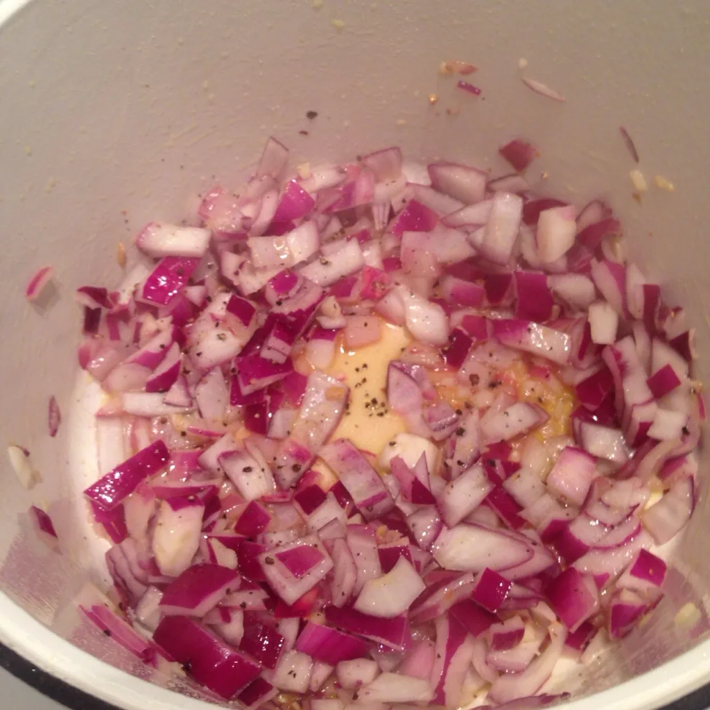 Onions and garlic simmering